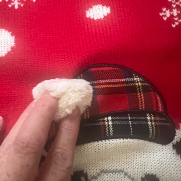 Ugly Christmas Sweater Karen Scott XXL Plus Red and White Snow flakes Tedy Bear - Picture 4 of 6